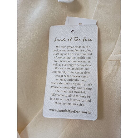 Band Of The Free Top Medium Silky Ivory Boho Neutral V-neck Poet - Picture 9 of 9